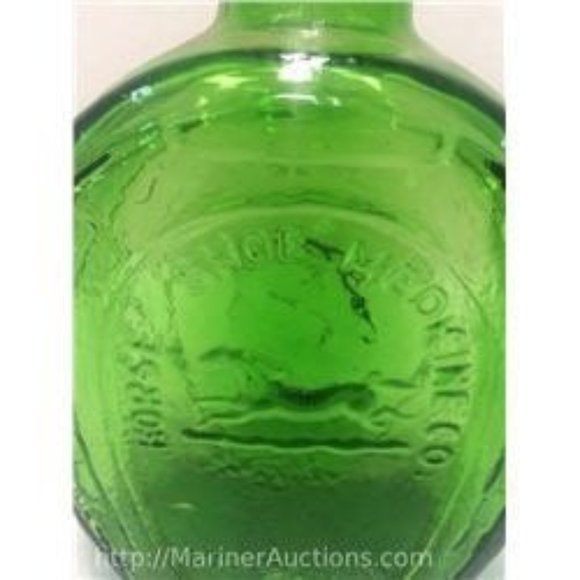 Vintage Horse Shoe Bitters Decanter Bottle Embossed Emerald Green - Picture 3 of 8